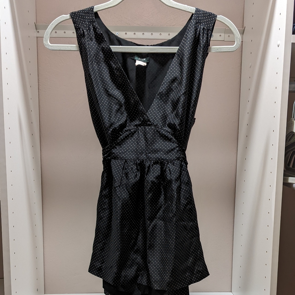 JCrew Polka Dot Black Top